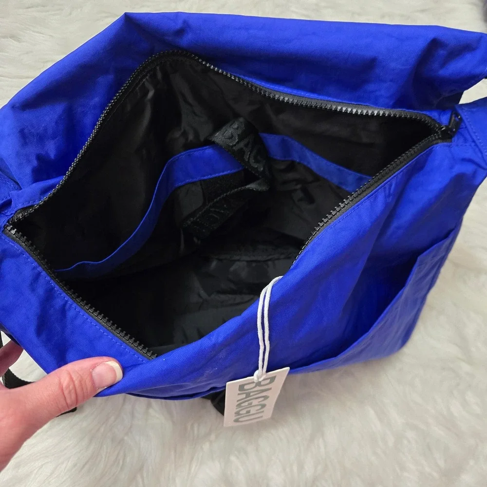 Baggu Nylon Messenger Bag Lapis Blue Recycled Crossbody Laptop Sleeve NWT